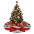 thumbnail image 5 of Christmas Tree Skirt 48" Shiny silver starry Christmas with red bow tie (3) Xmas Tree Skirts Mat for New Year Holiday Christmas Party Decorations, 5 of 5