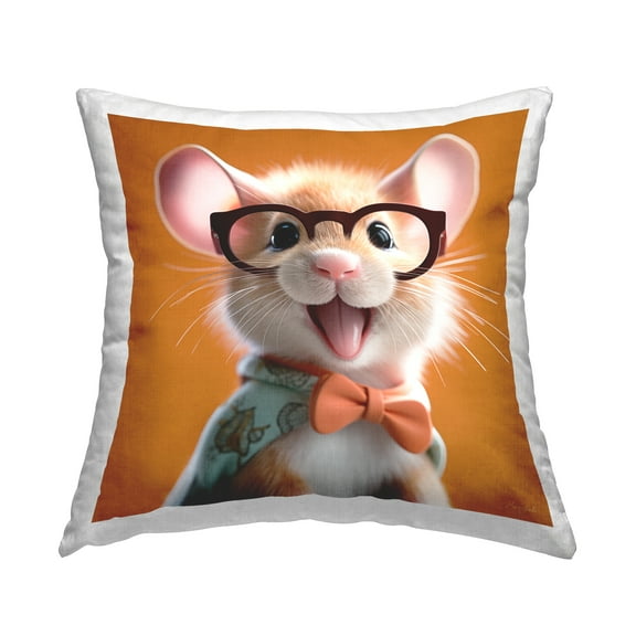 Stupell Industries Happy Mouse Face Decorative Printed Throw Pillow, 18 x 18