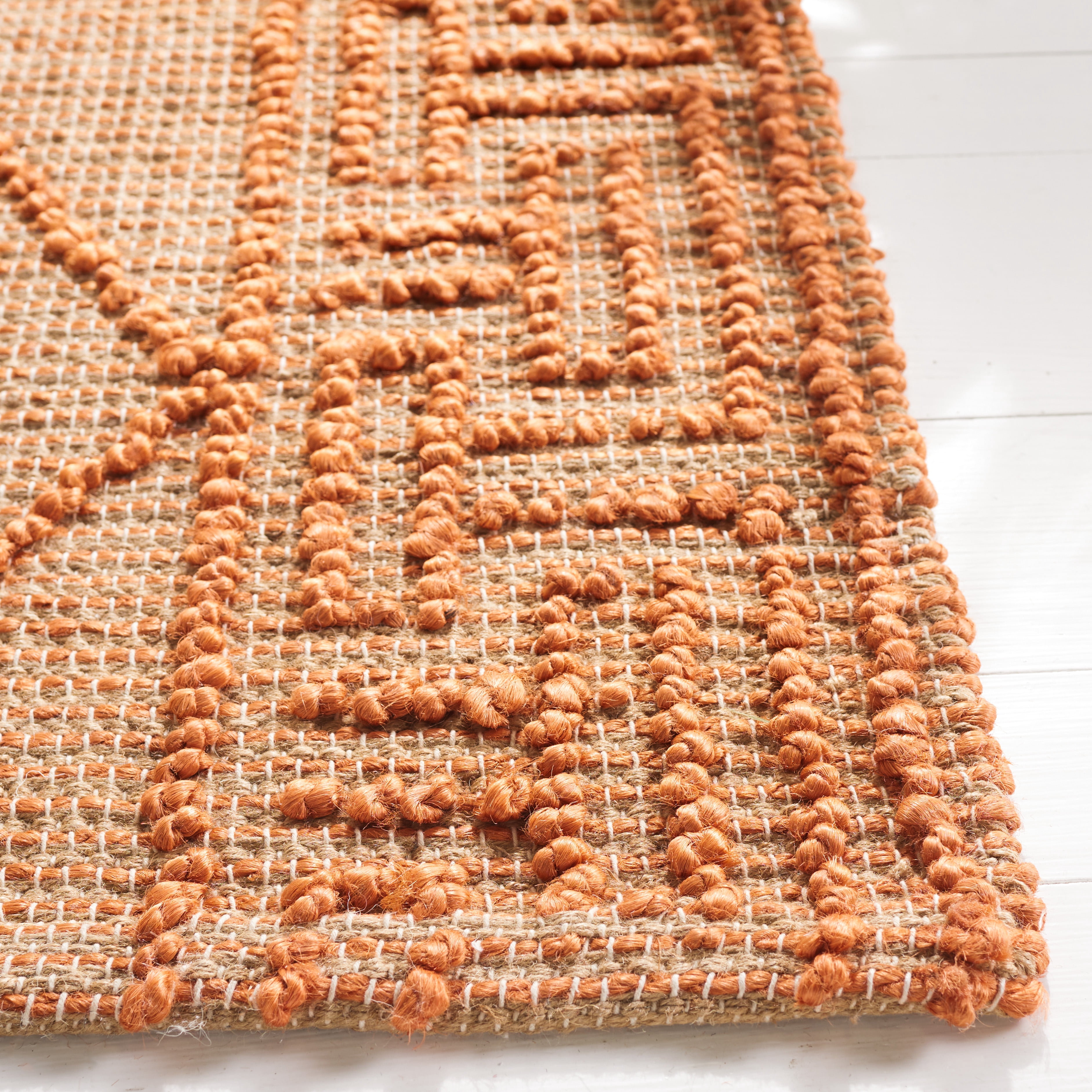 SAFAVIEH Natural Fiber Wystan Geometric Area Rug, Orange/Natural, 6' x 6' Square