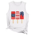 thumbnail image 4 of Camiseta sin mangas holgada de cuello redondo con estampado de día de la independencia a la moda para mujer Pompotops  lopia993624, 4 of 5