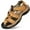 Khaki, variant on New Leather Sandals Mens Outdoor Wading Leisure Sports First Layer Cowhide Beach Shoes