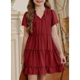 thumbnail image 4 of KISSMODA Girls Casual Maxi Floral Dress Long Sleeve Holiday Sundress Dresses for 5-13 Years, 4 of 7