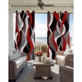 thumbnail image 4 of Red Stripe Blackout Curtains 39 Inches Long for Bedroom, Grey Moire Ombre Geometric Modern Abstract Thermal Insulated Room Darkening Black Out Window Curtain Panels Grommet Drapes for Living Room, 4 of 8