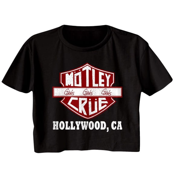 Motley Crue Crue Sign Black Junior Women's Festival Cali Cropped T-Shirt