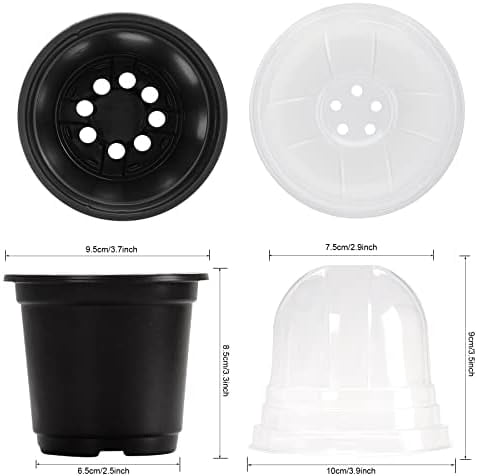 Plant Nursery Pots with Humidity Dome 4" Soft Transparent Plastic Gardening Pot Planting Containers Cups Planter Small Starter Seed Starting Trays for Seedling with 10pcs Plant Labels，30 Sets…