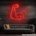 thumbnail image 2 of Craftnamesign Arm Strength Neon Sign, Gym Wall Art, Wall Decor For Fitness, 2 of 5