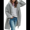 thumbnail image 2 of Women'S Winter Single-Breasted Long Hooded Casual Windbreaker Jacket Grey XXXL, 2 of 6
