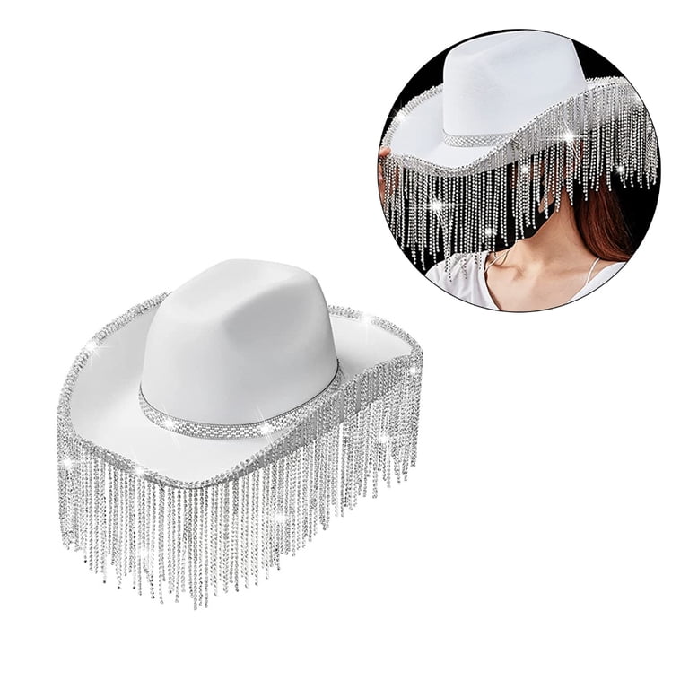 ROZYARD Rhinestones Cowgirl Hats Glitter Rave Cow Girl Hat  display picture 2