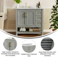 thumbnail image 3 of Flash Furniture 36" Bathroom Vanity with Sink, Cabinet with Gold Hardware, Soft Close Doors, Open Shelf & 3 Drawers, Carrara Marble Finish Counter, Gray/White, 3 of 11