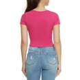 thumbnail image 2 of Womens Solid Cropped V Neck Tee, 2 of 2