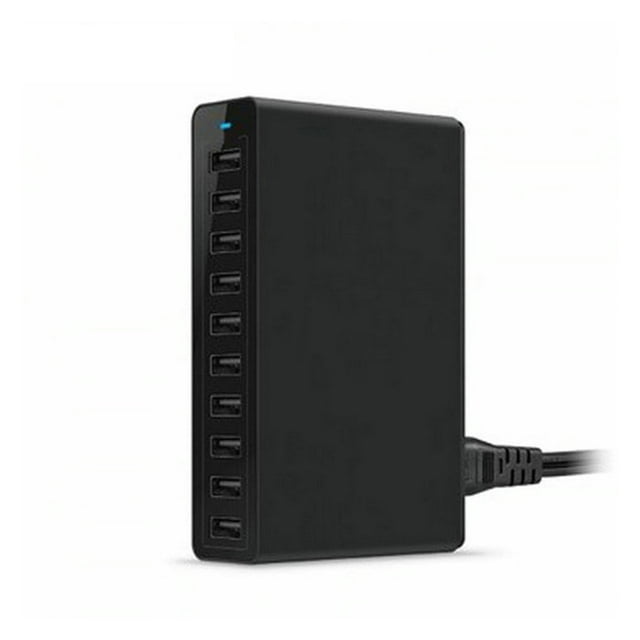 60W Fast 10 Ports USB Charger Charging Station Dock Multi USB Charger Desktop With Cable ,Easy to Use