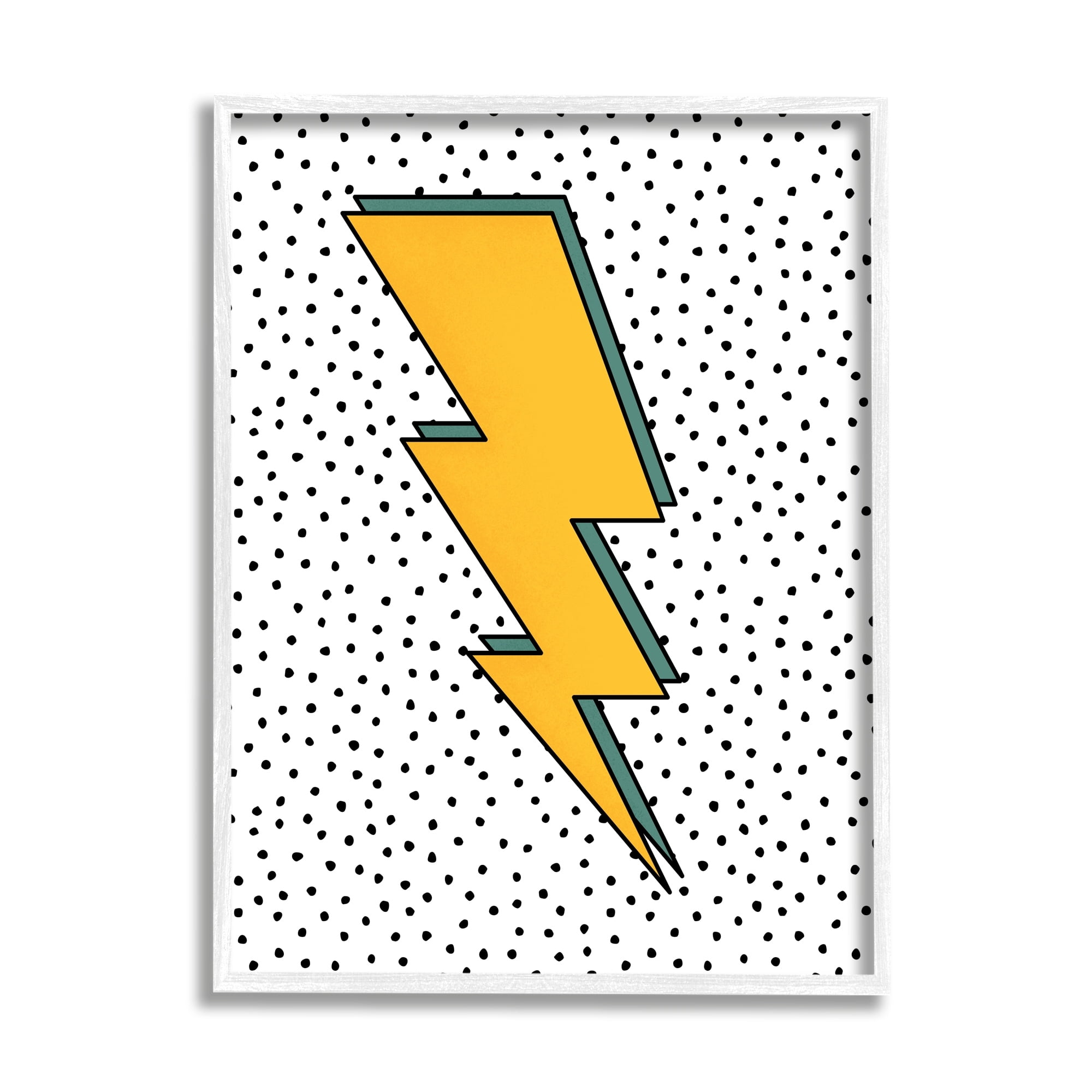 Stupell Industries Thunderbolt Comic Book Symbol Polka Dot Background,24 x 30, Design by JJ Design House LLC