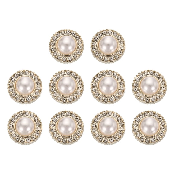 Uxcell 10pcs 24L Gold Faux Pearl Buttons 15mm 5/8" Plastic Round Sewing Button Replacement Craft Fastener for Coats Clothing DIY Decoration Crafts #7
