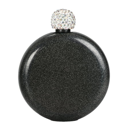 

Hloma 140ml 304 Stainless Steel Hip Flask Portable Leak-proof Faux Crystal Lid Alcohol Flask for Office