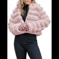 thumbnail image 2 of Chaqueta de Piel Sintética para Mujer, Abrigo Corto Abullonado de Larga, Abrigo Cálido de Invierno. Rosa XXL, 2 of 8