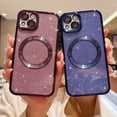 thumbnail image 6 of Compatible with iPhone 14 Magnetic Glitter Case, Luxury Plating Cute Bling Clear Phone Case, Compatible with MagSafe for Women Girls with Camera Protector Back Cover - Blue, 6 of 10
