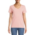 thumbnail image 5 of Time and Tru Women's Short Sleeve V-Neck Tee, 2-Pack, 5 of 5