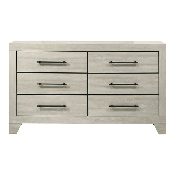 Furniture of America Baurke Modern 6-Drawer Dresser, Light Gray