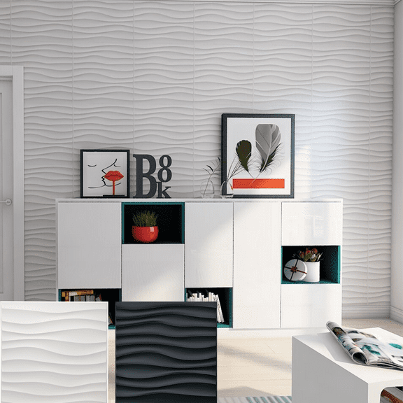 19.7 in. x 19.7 PVC Wall Panel in Wave Design(12-Pack)
