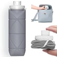 thumbnail image 1 of Botellas de agua plegables Botella de agua plegable de silicona sin fugas para deporte Gimnasio Camping Senderismo Viajes Deportes Ligero Durable 20 oz 600 ml Gris, 1 of 5