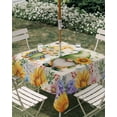 thumbnail image 3 of Square Outdoor Tablecloth with Umbrella Hole Sunflowers Outside Table Cloth Waterproof Patio Table Cover Spring Gnomes Hydrangea Daisy Botanical Beige Zipper Tablecloths for Picnic Camping 54x54 Inch, 3 of 8