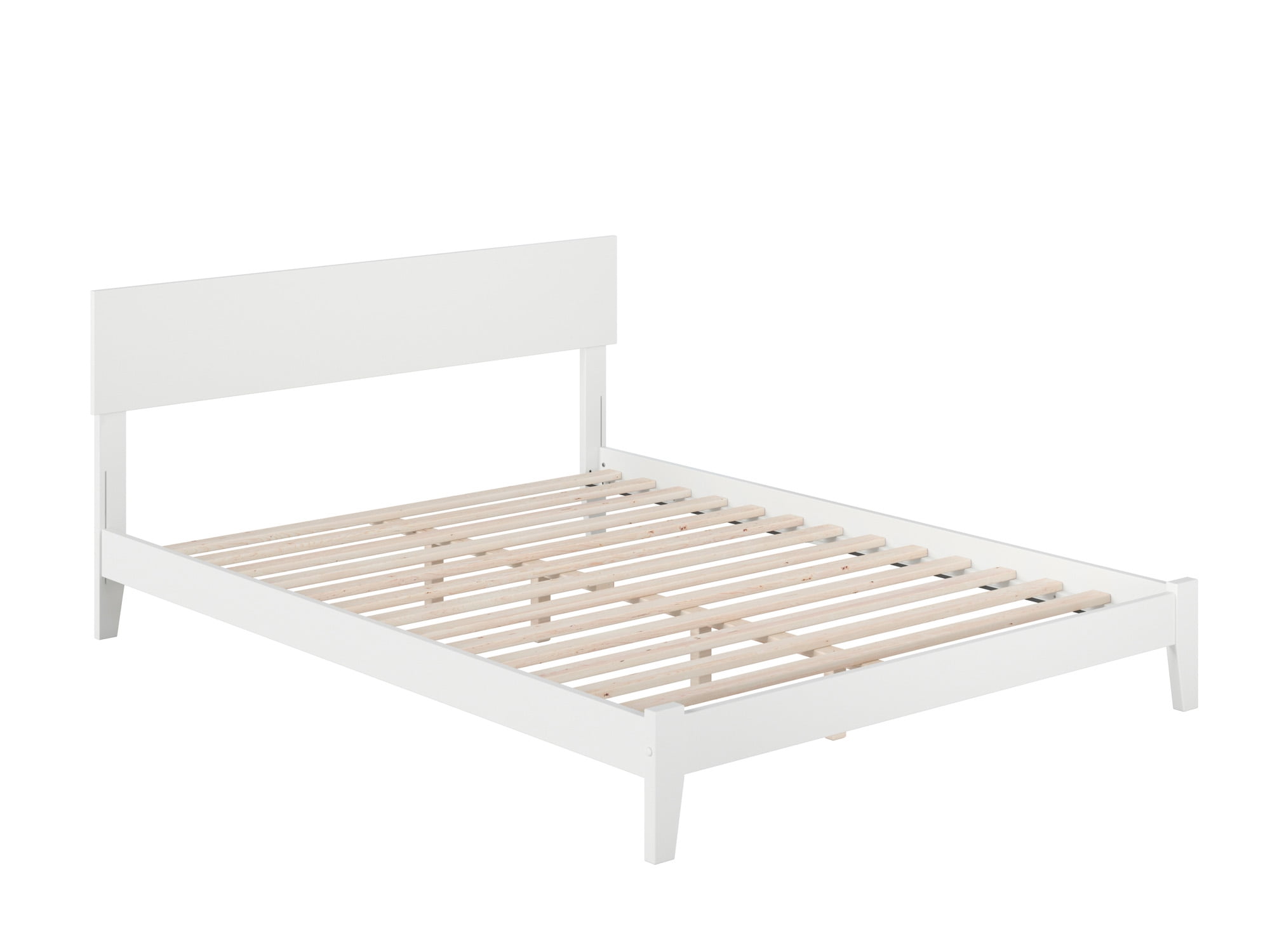 AFI Orlando Queen Low Profile Wood Platform Bed Frame with Panel Headboard, White