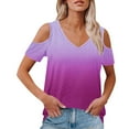 thumbnail image 2 of Uaswgudfs ​Women Blouses Summer Tops:Off-Shoulder V-Neck Trendy Blouse with Perforated Detail & Lightweight Casual Fabric, 2 of 7
