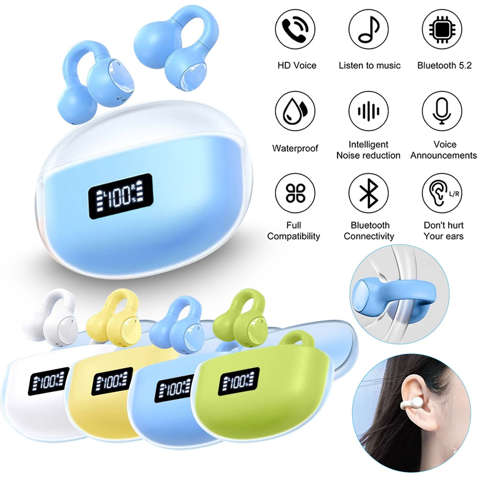 Kids Headphones Open Ear,Bluetooth 5.3 Air Conduction Wireless Lightweight Kids Earbuds IPX5 Waterproof with Microphone for School,Home and Outdoor Activities Gifts for Boys Girls