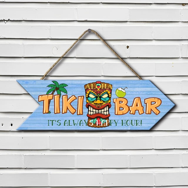 Plaque Métal Vintage Tiki Bar - 20x30cm - Déco Retro - Idée Cadeau Amateurs Cocktails - Fabriqué En Allemagne