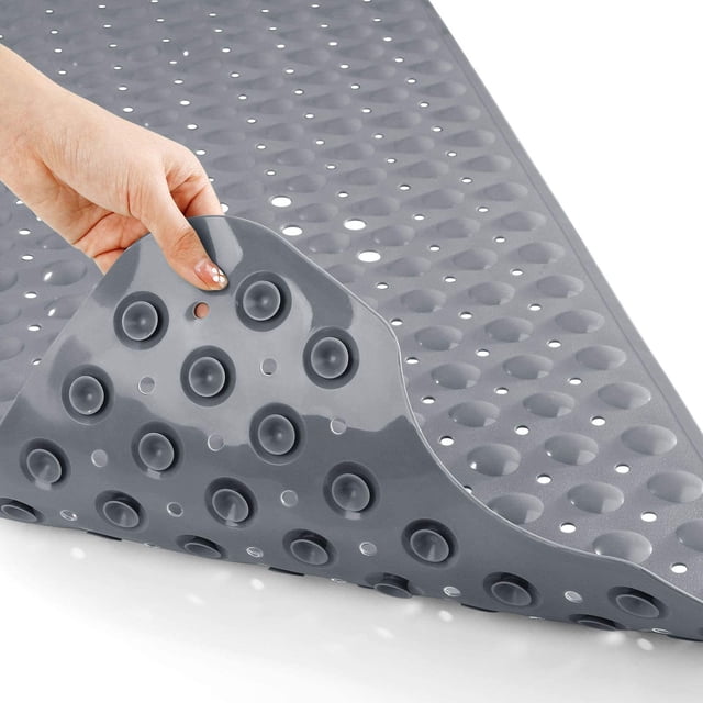 Alfombrilla de ducha Yimobra antideslizante para bañera, 101,6 x 40,64 cm, color gris