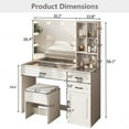 thumbnail image 2 of White Vanity Desk with Mirror and Lights,Glass Top Makeup Vanity Table with 3 Drawers and Cabinets,Large HD Mirror Makeup Desk with Lights,3 Lighting Modes, Brightness Adjustable,45 in(L), 2 of 9