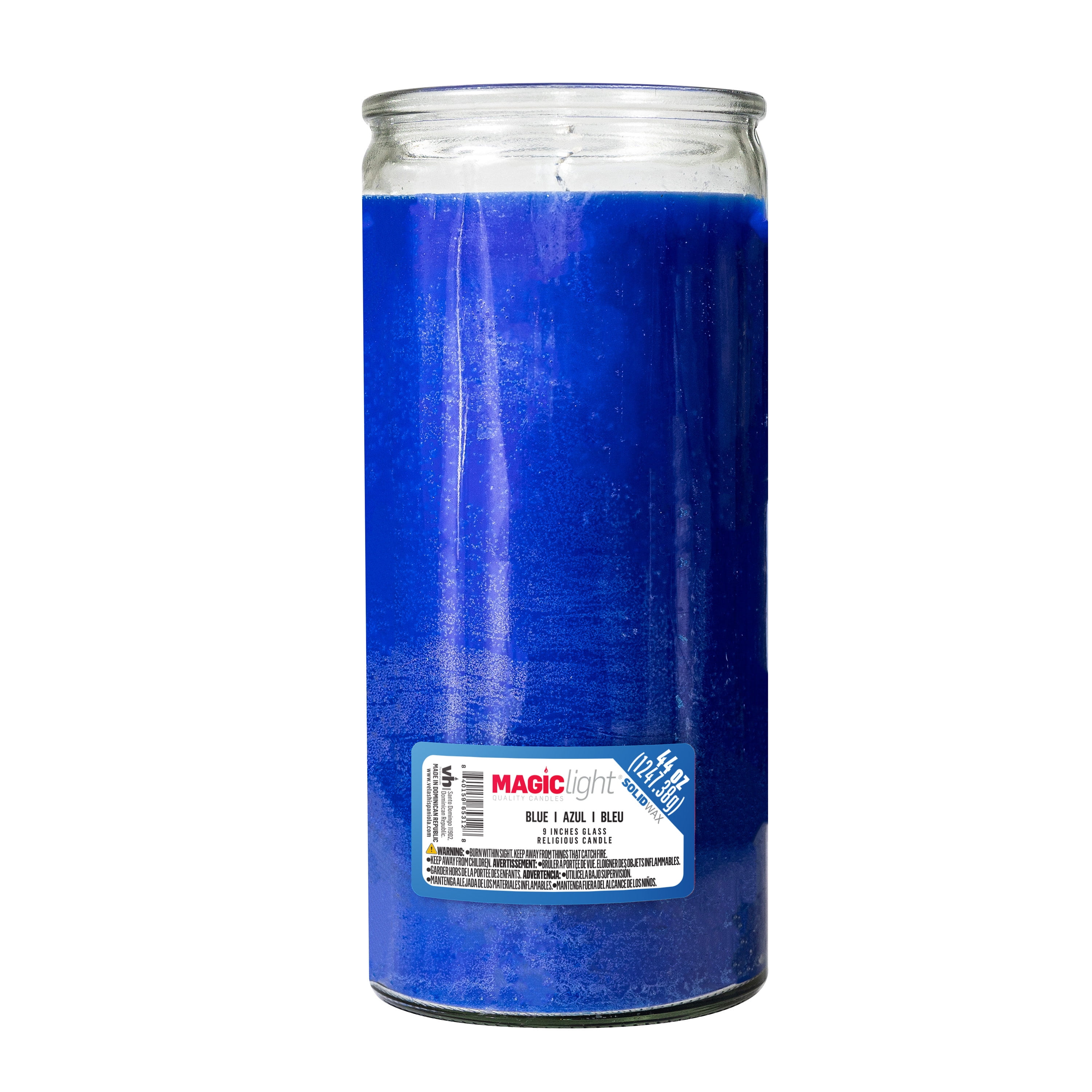(2 pack) MagicLight Religious Candles 44 oz - Clear Glass Jar, Unscented Blue Wax