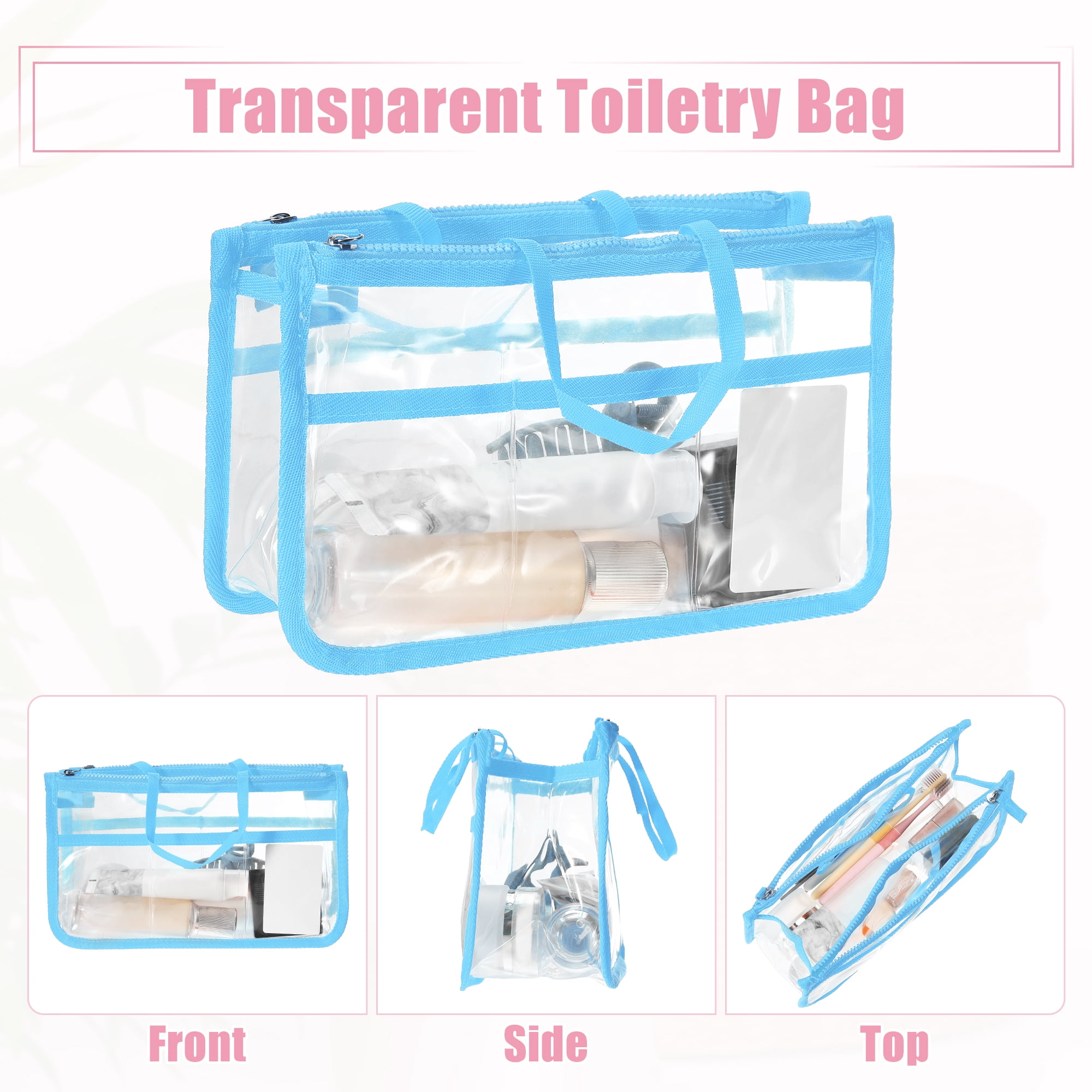 Unique Bargains 1Pc Clear Waterproof Polyvinyl Chloride Toiletry Bag Waterproof Blue