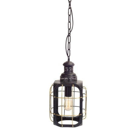 Mercury Glass Pendant Light Fixtures 60 black caged in lantern with antiqued mercury glass hanging pendant ceiling light fixture walmart com