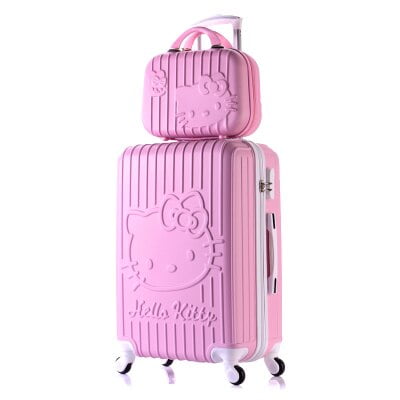 Sanrioed-Equipaje de Hello Kitty para mujer, Maleta de viaje de Anime Kawaii de 20 y 24 pulgadas, con ruedas universales, regalos bonitos