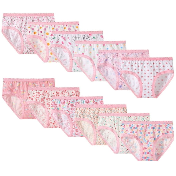 Yintry Girls Briefs Supersoft Toddler Undies Breathable Underwear, 12 Pack, Size 2-12