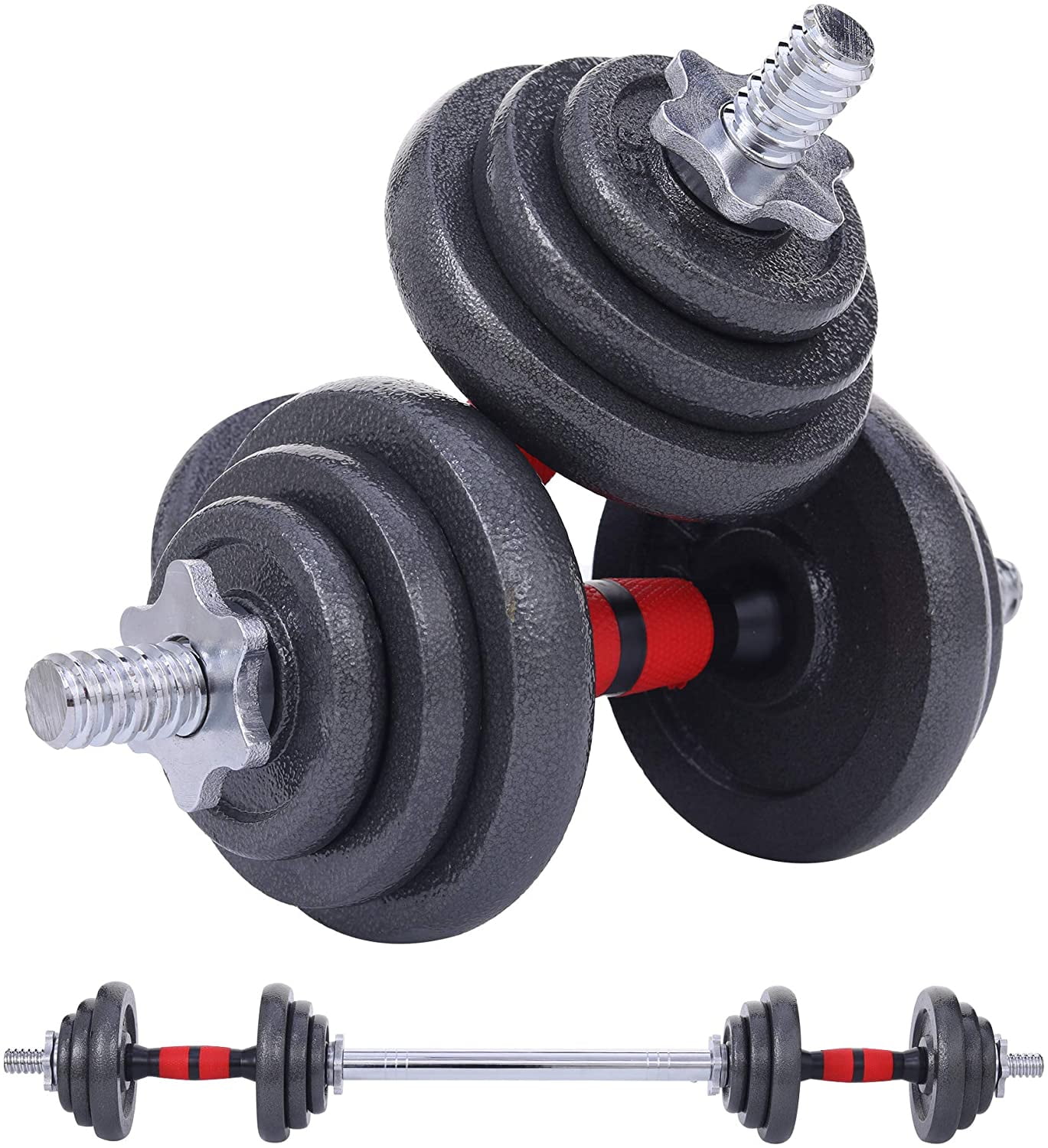 44LB Dumbbell Set Barbell Weight Adjustable Non-Slip Home GYM Workout Strength