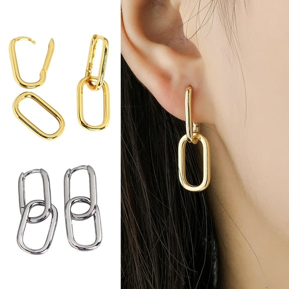 BAETEUY Women Earrings, Paper, Clip, Shape, Hollow, Out, Polished, Alloy, Geometric, Bland, Style, Club, Party, Commuting, Hanging, Earrings, Ear, Jewelry