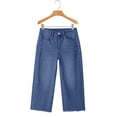 thumbnail image 6 of Capris for Women Plus Size New Capri Jean for Women Summer Straight Leg Versatile Cropped Pants Fashion Frayed Hem Denim Capri Pants with Pocket Blue M, 6 of 9