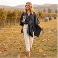thumbnail image 6 of JULMCOMO Fleece Drape Shawl Wraps for Women Cross Front Tie Wrap Poncho Open Front Elegant Soft Warm Cape Cardigan for Fall Winter Dark Gray, 6 of 9