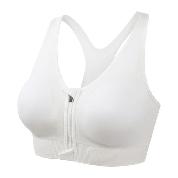 Brasier sin Varillas Mujer Sujetador Deportivo con Cremallera Frontal para Mujer, Top de Yoga para Correr, Transpirable, con Soporte, sin Costuras, Cómodo y para Fitness Grande