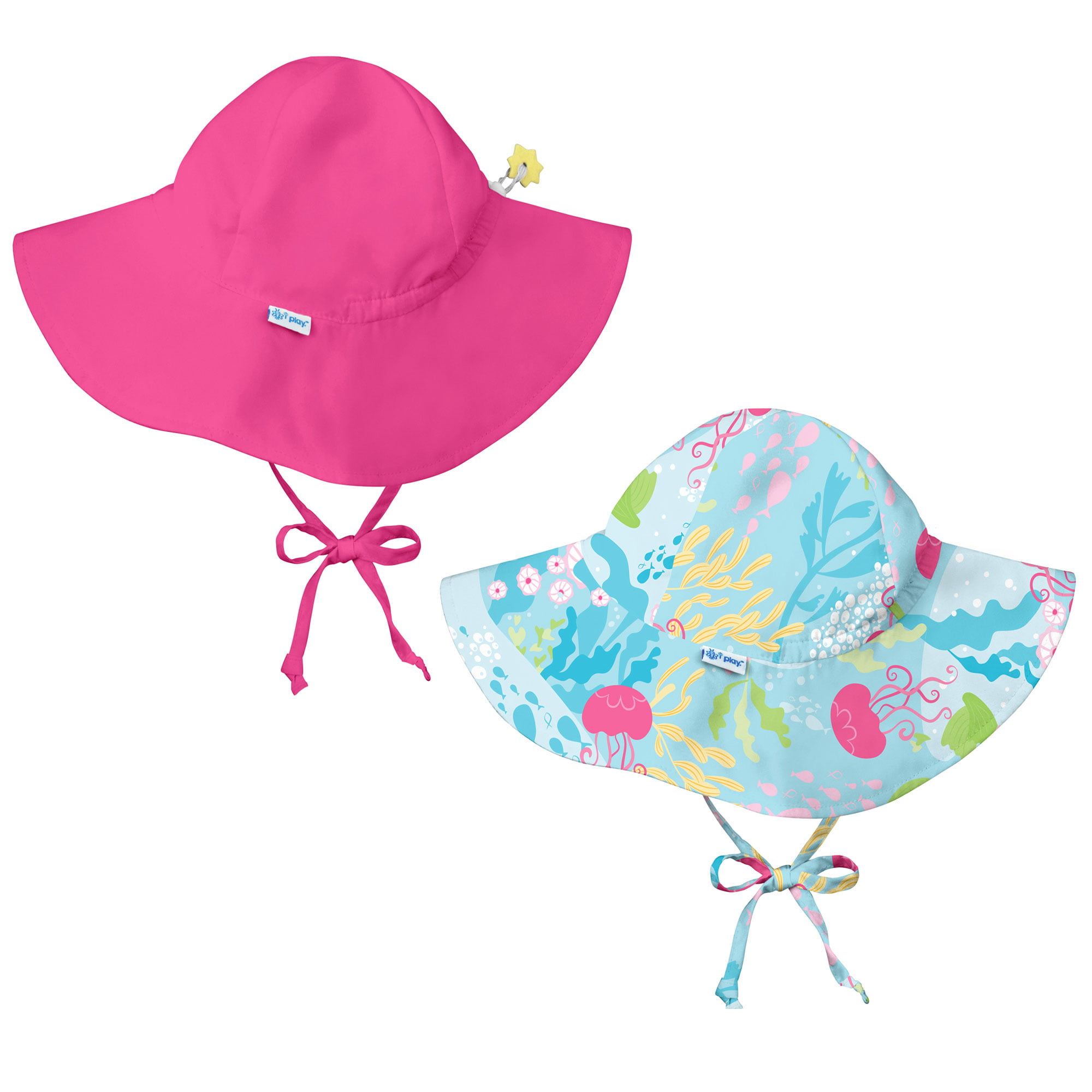 i play Baby and Toddler Brim Sun Protection Hat-Coral Reef and Hot Pink - 2  Pack