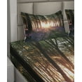 thumbnail image 2 of Ambesonne Forest Fitted & Top Sheet Set with Shams, Sunrise Woods in Spring, Purple Green, 2 of 4
