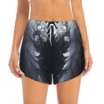 thumbnail image 4 of Lsque Elegant Feathered Floral Wings Printed Women's Running Shorts with Liner Pockets,Elastic Quick Dry Workout Athletic Gym Yoga Shorts,Womens High Waist Shorts-X-Large, 4 of 9