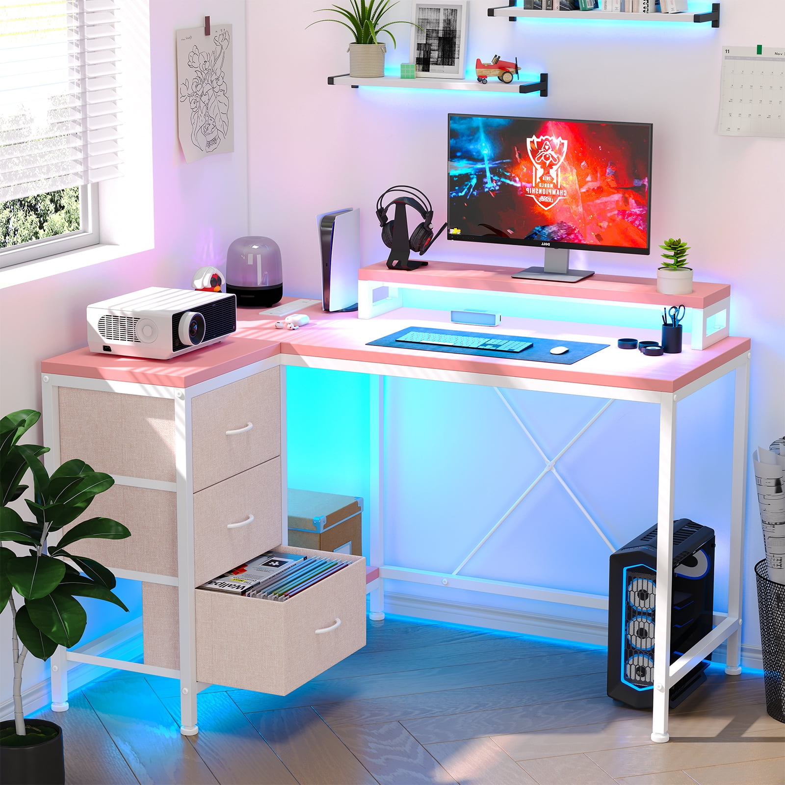 ChaoLink Luxurious Vanity Desk with Adjustable Mirror, Lights, and Power Outlet for Makeup Enthusiasts