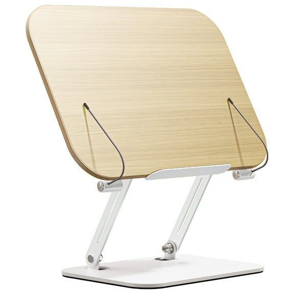 AOOOWER 13.5x9.4in Book Holder Foldable Reading Stand 360° Rotating Adjustable Stand Hold Book Tabletd with Page Holder Clip
