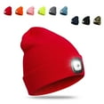thumbnail image 1 of Tuque à DEL avec Lumière Unisexe Rechargeable par USB 4 Phares à DEL Bonnet d'Hiver Tricoté Phare Hommes Cadeaux (Vert Armée), 1 of 7