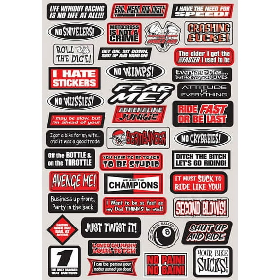 Factory Effex 07-68012 Fx 2015 Sponsor/Logo Sticker Sheets Fun Phrases Sticker Kit