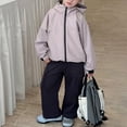 thumbnail image 2 of Xyant Girls Rain Jacket Boys Sportswear Water Resistant Hoodie Kids Toddler Lightweight Raincoats Windbreaker Outdoor (Pink,2-3 Years), 2 of 7