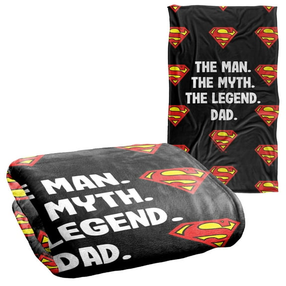 Superman Dad. The Man. The Myth. The Legend. Officially Licensed Silky Touch Super Soft Throw Blanket 36" x 58"